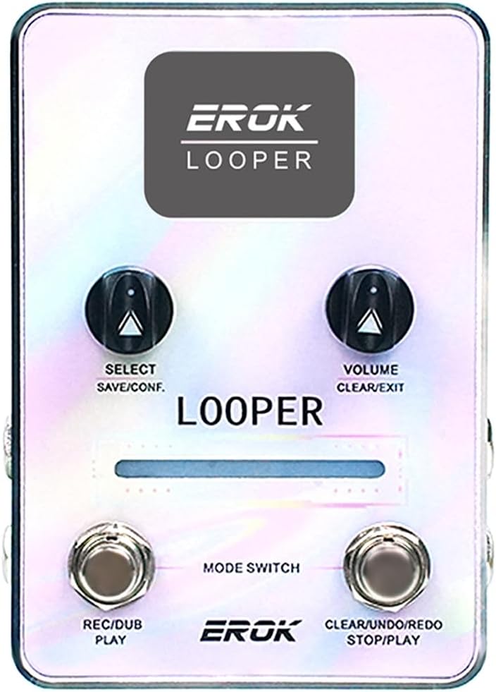 EROK Looper Guitar Pedal, XS-02 Looper Pedal with 40 Slots & 160 Mins Looping Time, LED Progress Light Guitar Loop Pedals with Fade Out, USB Data Transfer for Electric Guitar/Bass (Iridescent) - Image 1